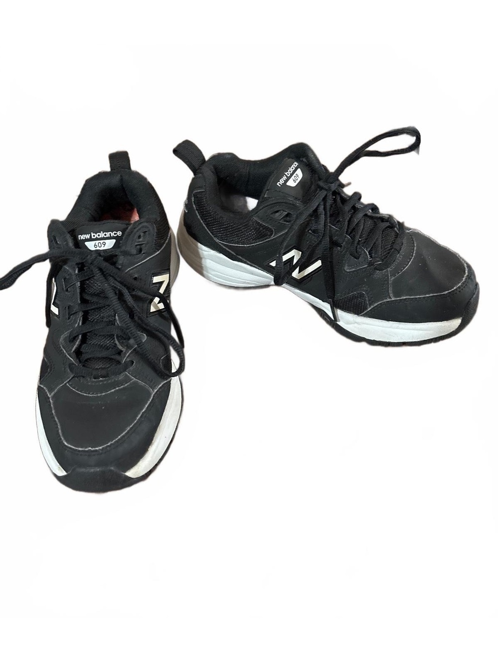 New Balance 609 WX609KY2 Black Leather Cross Training Shoes Women's 7.5 D Chunky